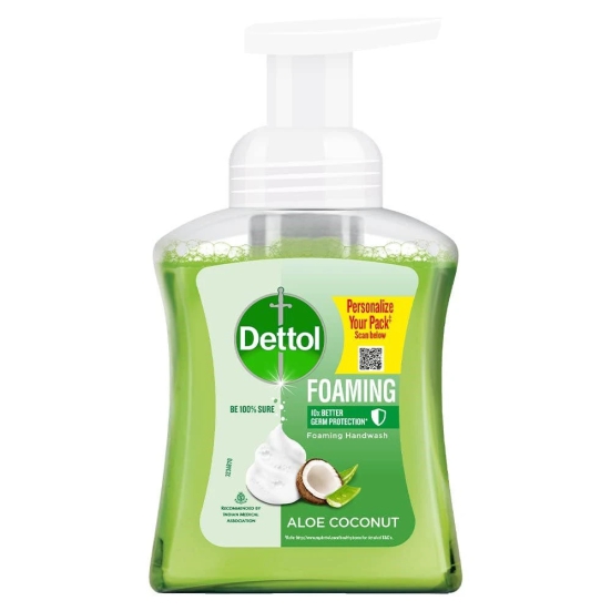 Dettol Foaming Handwash Pump - Aloe Coconut, 250ml Rich Foam Moisturizing Hand Wash Soft on Hands