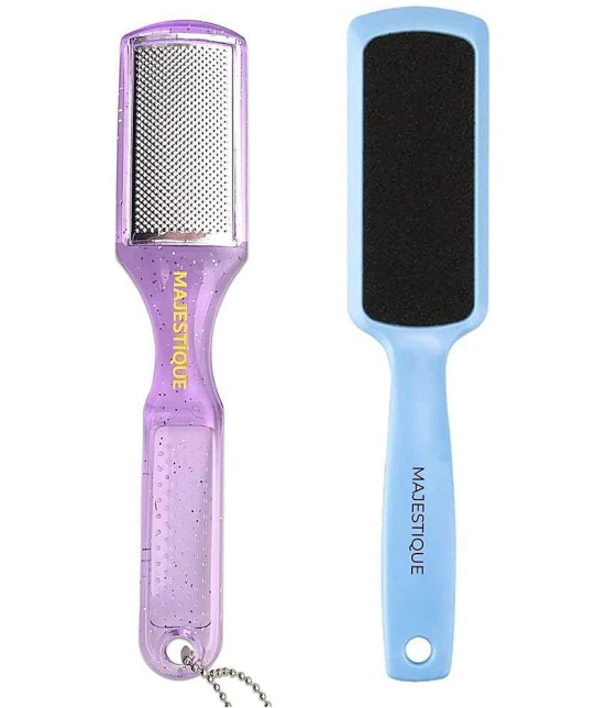 Majestique 2Pcs Pedicure Doublesided Foot Scrubber Tools For Wet And Dry Feet Multicolor