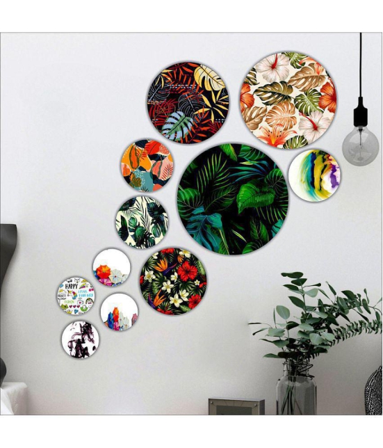 Saf Wood Beautiful modern art round shape design Wall Sculpture Multi - Pack of 11