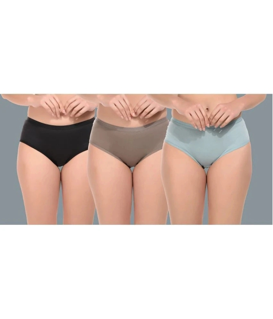 Elina Multicolor Cotton Solid Womens Briefs ( Pack of 3 ) - None