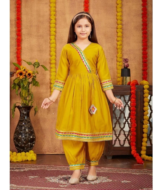 Aarika Yellow Silk Girls Patiala Kurta Set ( Pack of 1 ) - None