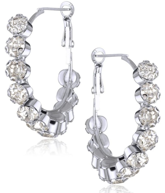 VIVASTRI Silver Hoops Earrings ( Pack of 1 ) - Silver