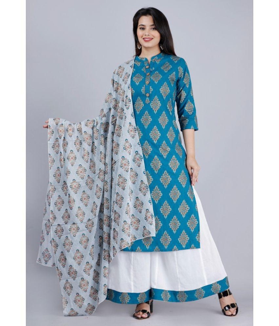 MAUKA - Blue Straight Rayon Women''s Stitched Salwar Suit ( Pack of 1 ) - None