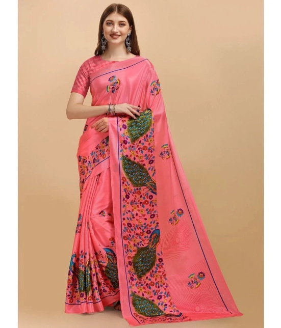 LEELAVATI - Pink Crepe Saree With Blouse Piece ( Pack of 1 ) - Pink