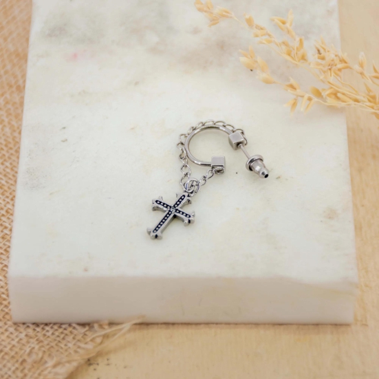 Crucifix Chain Men Earring