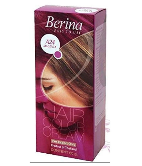 Berina Hair Color Cream A24 Long Lasting Shine Permanent Hair Magenta for Women & Men 60 g Pack of 1