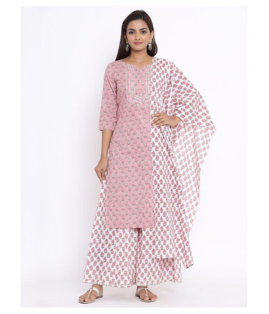 miravan Cotton Kurti With Sharara And Gharara - Stitched Suit - M