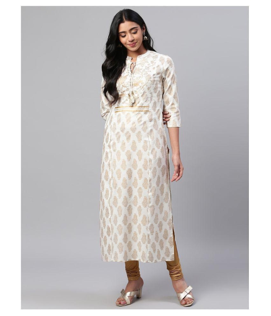 KSUT White Viscose Straight Kurti - XXL