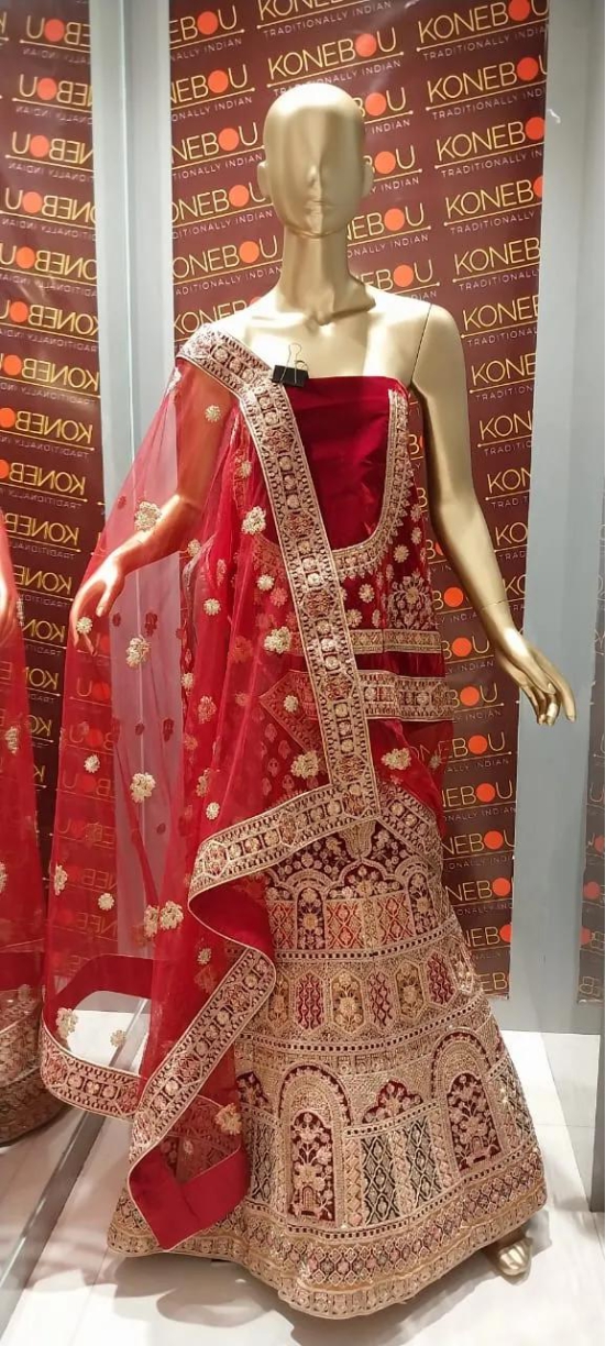 SEMI STICHED LEHENGA-S / MAROON