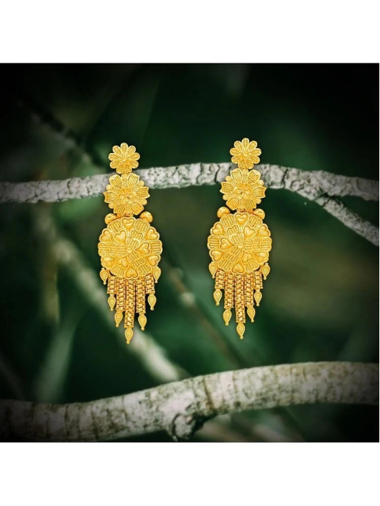 Drashti Collection Golden Chandbalis Earrings ( Pack of 1 ) - Golden