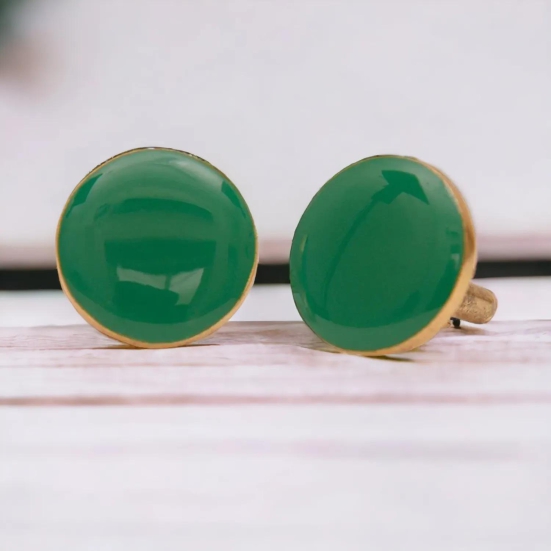 Chokore Green color Round shape Cufflinks