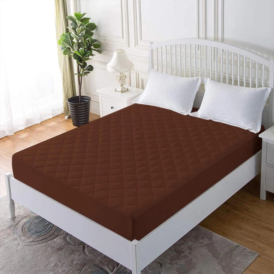 Microfibre Waterproof Fitted King Size Mattress Protector-King / Brown