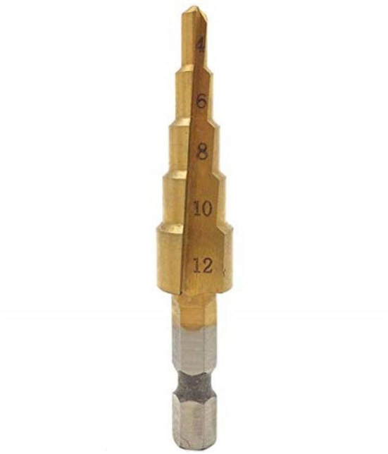 THR3E STROKES-1pcs 4-12mm 4241 HSS 5 Step Drill Bit Pagoda Cone Drill with 1/4 Hex Shank and Titanium-Plated ace Treatment