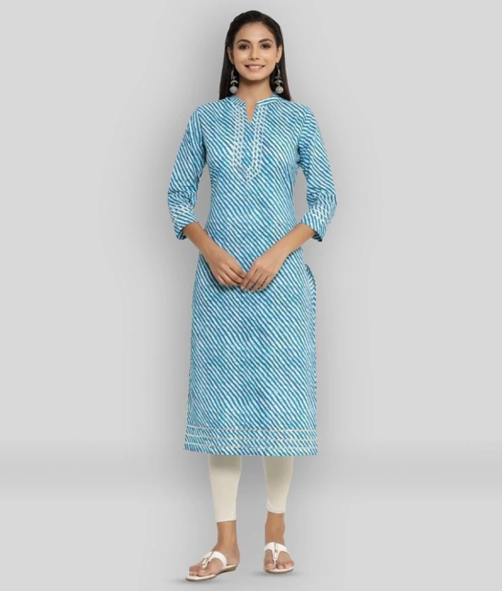 KIPEK - Blue Cotton Womens Straight Kurti ( Pack of 1 ) - S