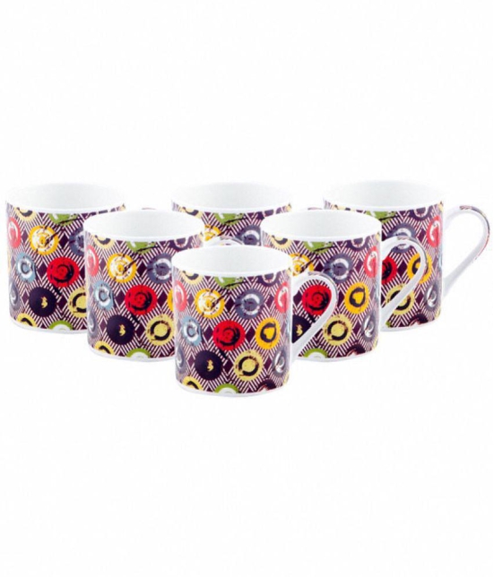 GoodHomes - Bone China Single Walled Coffee Cup 220 ml ( Pack of 6 ) - Multicolor