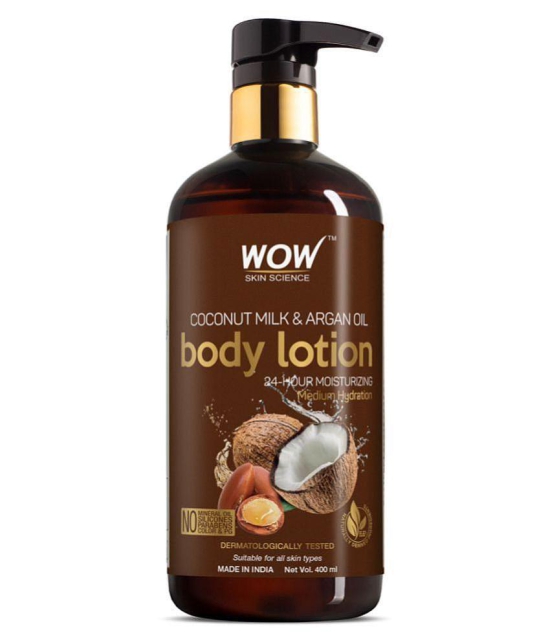 WOW Skin Science Coconut Milk & Argan Oil Body Lotion - Medium Hydration No Mineral Oil, Silicones, 400 ml