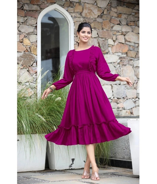 JASH CREATION Polyester solid Knee Length Womens Fit & Flare Dress - Purple ( Pack of 1 ) - None