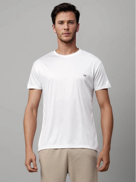 UrbanMark Polyester Regular Fit Solid Half Sleeves Mens T-Shirt - White ( Pack of 1 ) - None