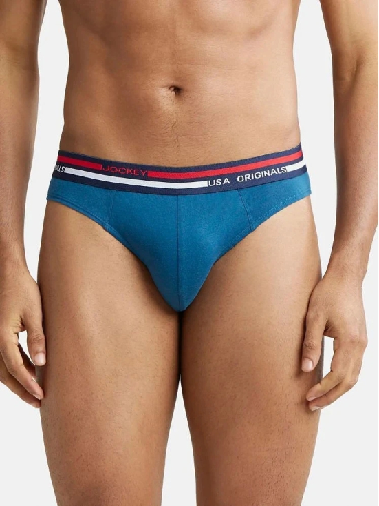 Jockey US49 Men Super Combed Cotton Solid Brief with Ultrasoft Waistband - Seaport Teal - None