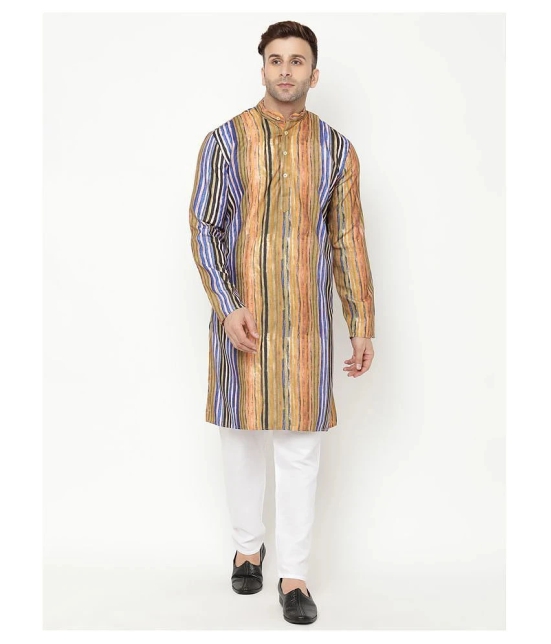 Hangup Brown Cotton Kurta Pyjama Set Single Pack - None