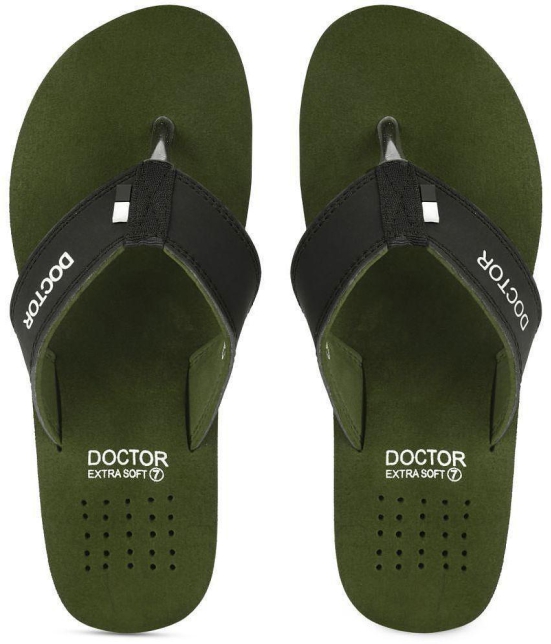 DOCTOR EXTRA SOFT - Olive Mens Thong Flip Flop - None