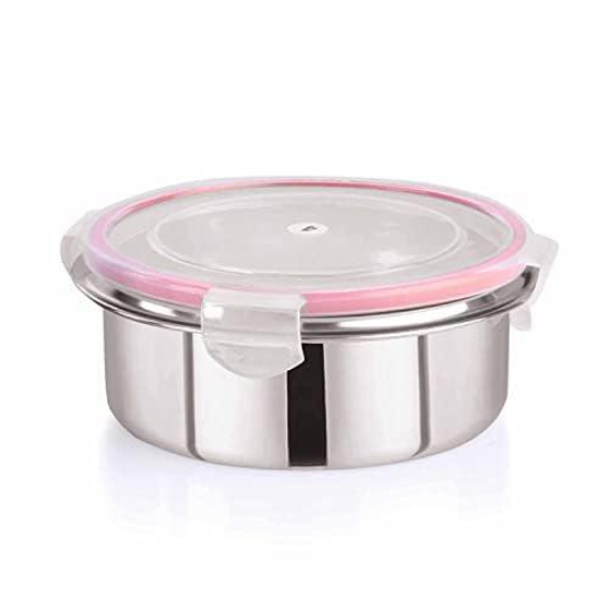 Entisia Stainless Steel Click & Seal Food Container 1 Pc Multipurpose Leakproof Tiffin Container Box with Lid, Air Tight Food Container Use for Home Kitchen, Travel, School 500ml