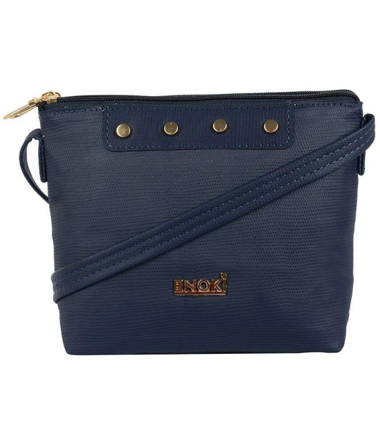 Enoki - Blue Faux Leather Sling Bag - Blue