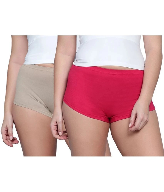 Diaz - Multi Color Cotton Solid Womens Boy Shorts ( Pack of 2 ) - None