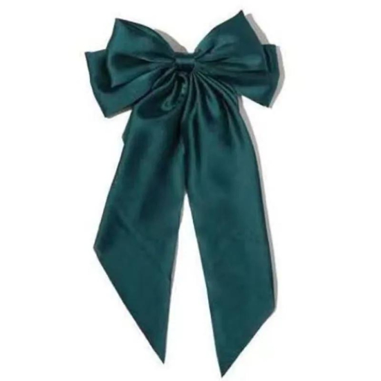 large statement satin bow buckle-Green