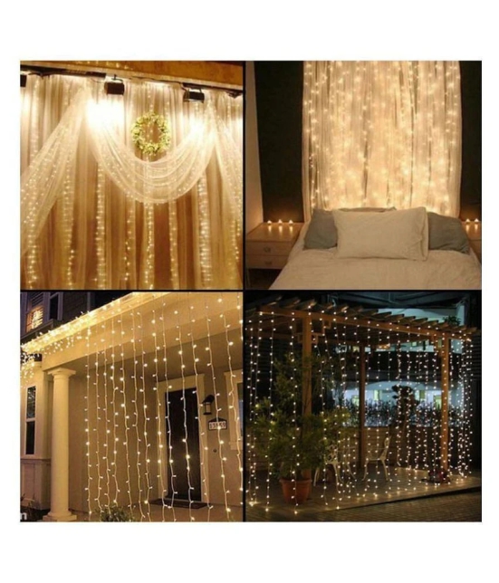 a to z traders 3x3Mtr Waterfall curtain LED String Lights Yellow