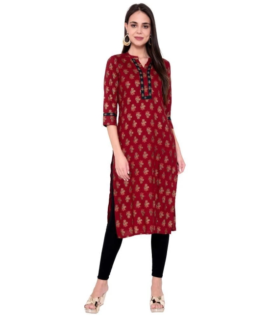 GOD BLESS Maroon Rayon Straight Kurti - Single - XXL