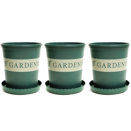 Kuber Industries Plastic Hanging Flower Pots, Set of 3, Green. Durable, Lightweight, with Water Drainage Holes. Ideal for Balcony, Office Decor.-Kuber Industries Plastic Hanging Flower Pots, Dura