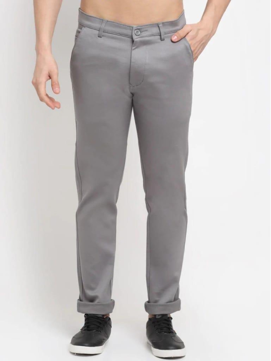 Rodamo  Men Grey Slim Fit Trousers