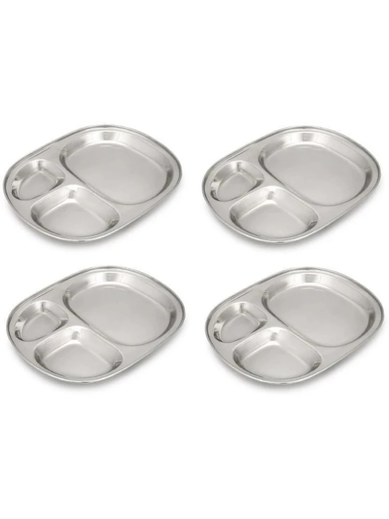 Dynore 4 Pcs Stainless Steel Silver Partition Plate - Silver