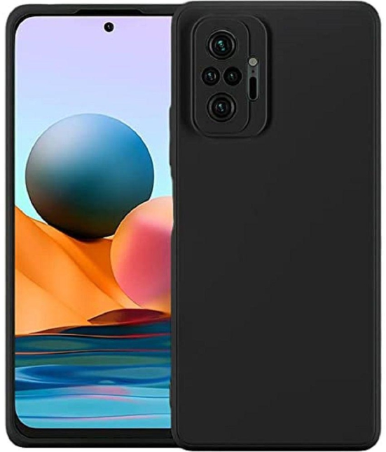 Case Vault Covers - Black Silicon Plain Cases Compatible For Xiaomi Redmi Note 10 Pro Max ( Pack of 1 ) - Black