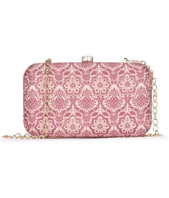 Zouk - Pink Jute Box Clutch - Pink