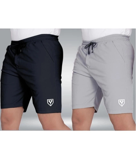 Septem Grey Melange Polyester Mens Gym Shorts ( Pack of 2 ) - None