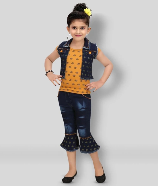 Arshia Fashions - Yellow Denim Girls Top With Jacket With Capris ( Pack of 1 ) - None