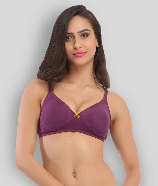 Clovia Pack of 1 Cotton Non Padded Womens Everyday Bra ( Purple ) - 34C