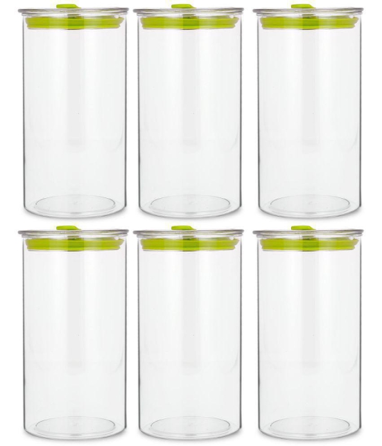 HomePro - Round Container | Airtight | Silicone Cap | Green | Plastic Utility Container ( Set of 6 ) - 1400 ml Total Capacity - Green