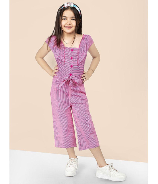 Naughty Ninos - Pink Cotton Girls Jumpsuit ( Pack of 1 ) - None