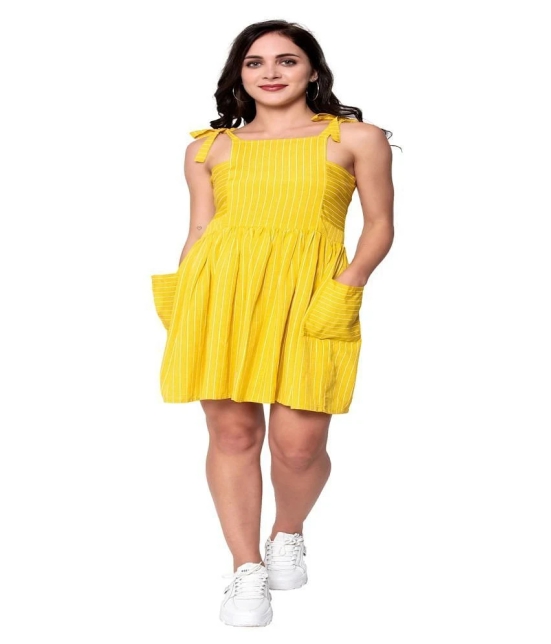 GOD BLESS Cotton Yellow Fit And Flare Dress - Single - 2XL