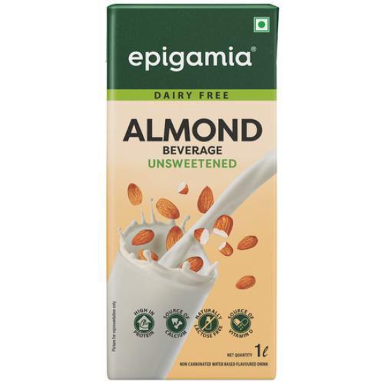 Epigamia Almond Milk - Unsweetened, Dairy Free, 1 L Tetrapack