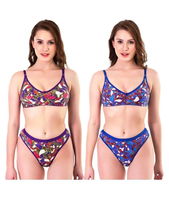 TCG Multi Color Cotton Bra & Panty Set - 38