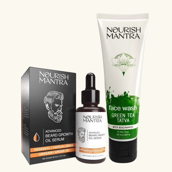 Beard Growth Oil Serum & Green Tea Cleanser - 100