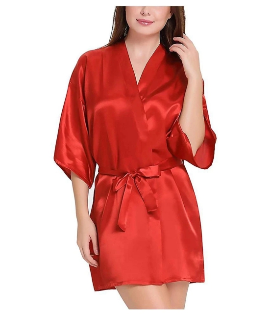 CELOSIA Satin Robes - Red Single - Free Size