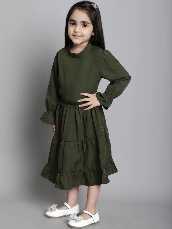 MINI & MING Girls Round Neck A-Line Midi Dress