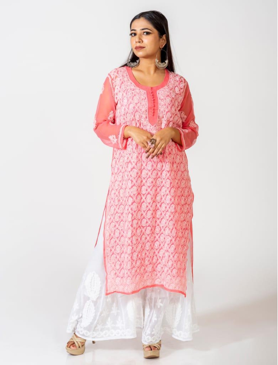 Ladies New Fashion Georgette Hand Chikankari Kurti