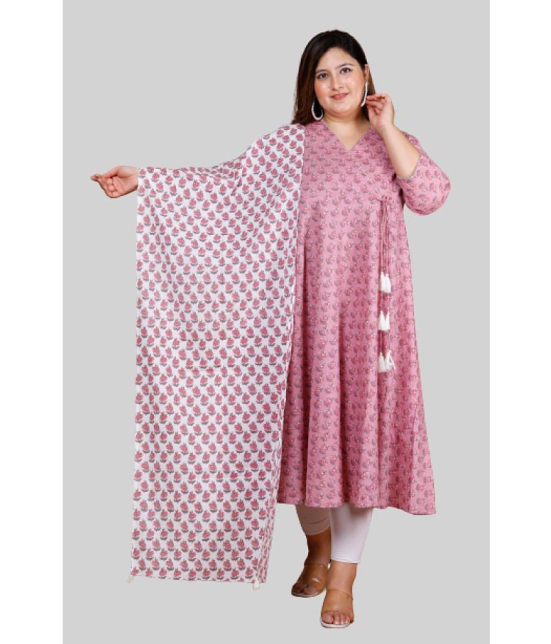 miravan - Pink Cotton Women's Angrakha Kurti ( Pack of 1 ) - None