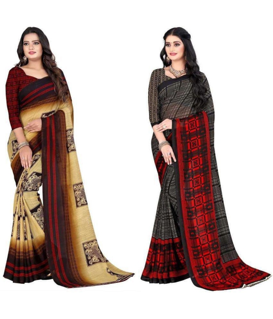 LEELAVATI - Multicolor Georgette Saree With Blouse Piece ( Pack of 2 ) - Multicolor